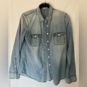 J. Crew Blue Chambray Denim Button up Shirt Size 6